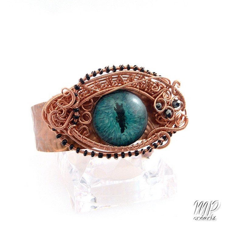 Bracelet manchette oeil de dragon Wawel - cuivre naturel