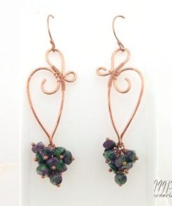 Boucles d'oreille Etney - cuivre naturel avec rubis zoïste
