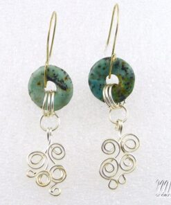 Boucles d'oreille Clouds - turquoise et wire wrapping
