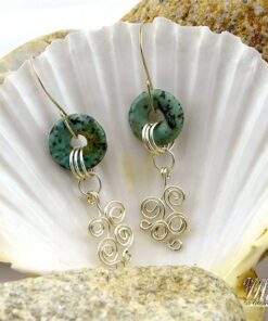 Boucles d'oreille Clouds - turquoise et wire wrapping – Image 5