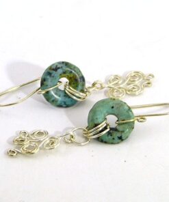 Boucles d'oreille Clouds - turquoise et wire wrapping – Image 3
