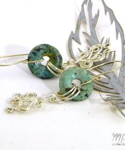 Boucles d'oreille Clouds - turquoise et wire wrapping – Image 2