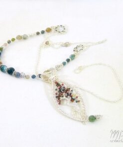 Collier double Lammas - agate indienne avec arbre de vie