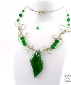 Collier Lammas - wire wrapping avec jade et agate
