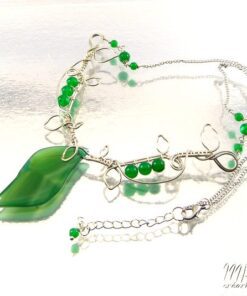 Collier Lammas - wire wrapping avec jade et agate – Image 6