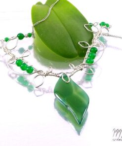 Collier Lammas - wire wrapping avec jade et agate – Image 5