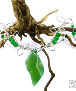 Collier Lammas - wire wrapping avec jade et agate – Image 4