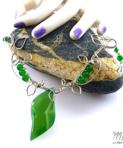 Collier Lammas - wire wrapping avec jade et agate – Image 3