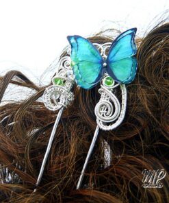 Fourche à cheveux papillon vert
