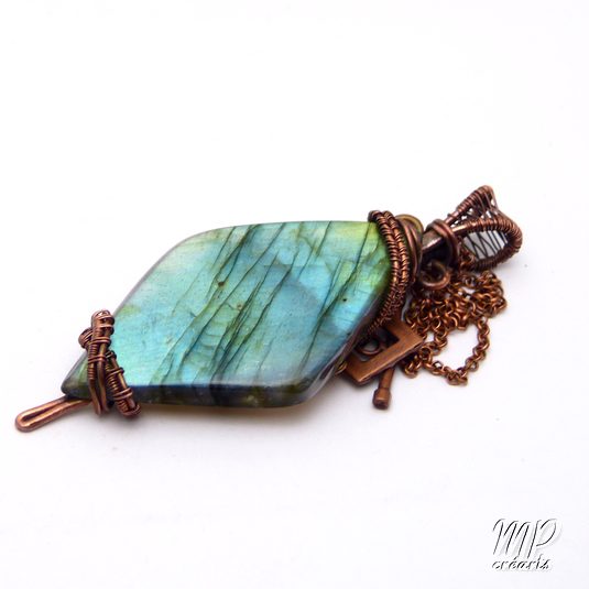 Pendentif Laudine - labradorite tissé avec fil de cuivre – Image 5