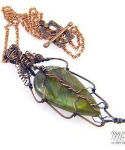 Pendentif Yoen - labradorite wire wrapped avec cuivre – Image 4