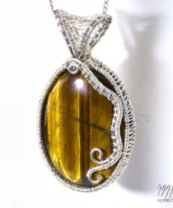 Pendentif Thandie - oeil de tigre wire wrapped