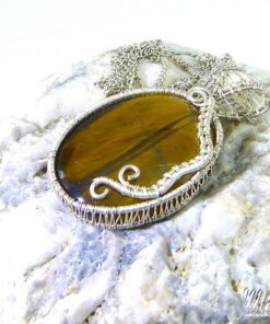 Pendentif Thandie - oeil de tigre wire wrapped – Image 5