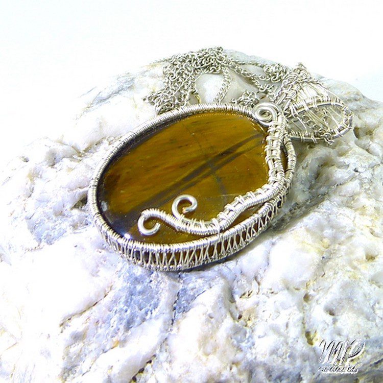 Pendentif Thandie - oeil de tigre wire wrapped – Image 5