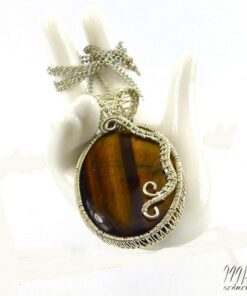 Pendentif Thandie - oeil de tigre wire wrapped – Image 4