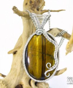 Pendentif Thandie - oeil de tigre wire wrapped – Image 2