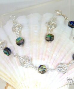 Parure Paua - wire wrapped roses avec perles en abalone – Image 2