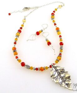 Parure Carmel - collier avec boucles d'oreille - perles en agate