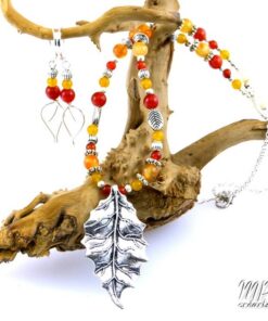 Parure Carmel - collier avec boucles d'oreille - perles en agate – Image 5