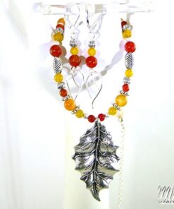 Parure Carmel - collier avec boucles d'oreille - perles en agate – Image 3