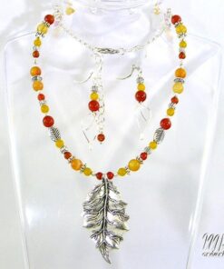 Parure Carmel - collier avec boucles d'oreille - perles en agate – Image 2