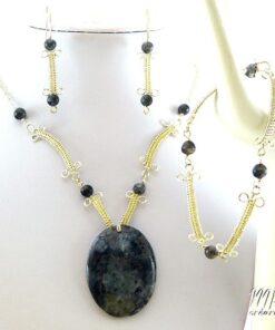 Réservé Parure Aloys - wire wrapping et labradorite noir