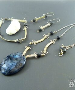 Réservé Parure Aloys - wire wrapping et labradorite noir – Image 2