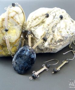 Réservé Parure Aloys - wire wrapping et labradorite noir – Image 5