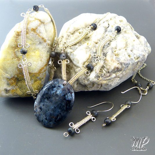 Réservé Parure Aloys - wire wrapping et labradorite noir – Image 5