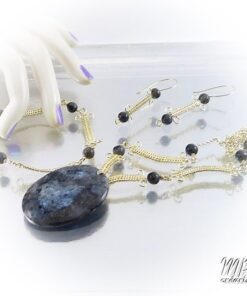 Réservé Parure Aloys - wire wrapping et labradorite noir – Image 3