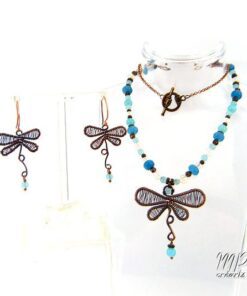 Parure Odonata - cuivre naturel avec opalite et aigues-marines – Image 5