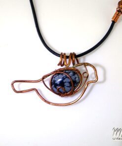 Pendentif Dinky - cuivre naturel avec obsidienne flocon de neige – Image 5