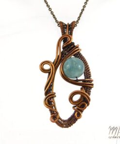 Pendentif Eloi - cuivre brut et fluorite
