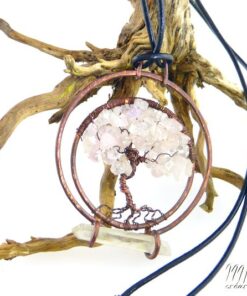 Réservé Pendentif "arbre de vie" Rhoda - quartz rose et cristal de roche – Image 5
