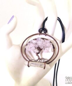 Réservé Pendentif "arbre de vie" Rhoda - quartz rose et cristal de roche – Image 4