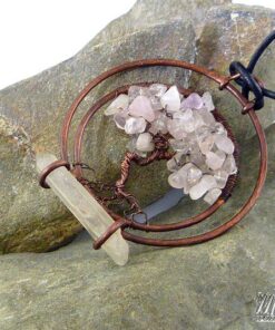 Réservé Pendentif "arbre de vie" Rhoda - quartz rose et cristal de roche – Image 3