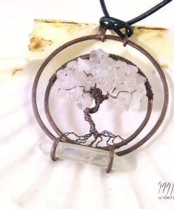 Réservé Pendentif "arbre de vie" Rhoda - quartz rose et cristal de roche – Image 2