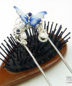 fourche à cheveux papillon bleu