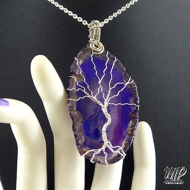 Pendentif arbre de vie Ashika + Pendentif clé argenté avec améthystes – Image 5
