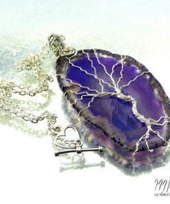 Pendentif arbre de vie Ashika + Pendentif clé argenté avec améthystes – Image 4