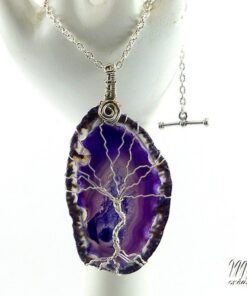 Pendentif arbre de vie Ashika + Pendentif clé argenté avec améthystes