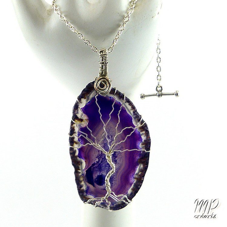 Pendentif arbre de vie Ashika + Pendentif clé argenté avec améthystes