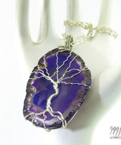 Pendentif arbre de vie Ashika + Pendentif clé argenté avec améthystes – Image 2