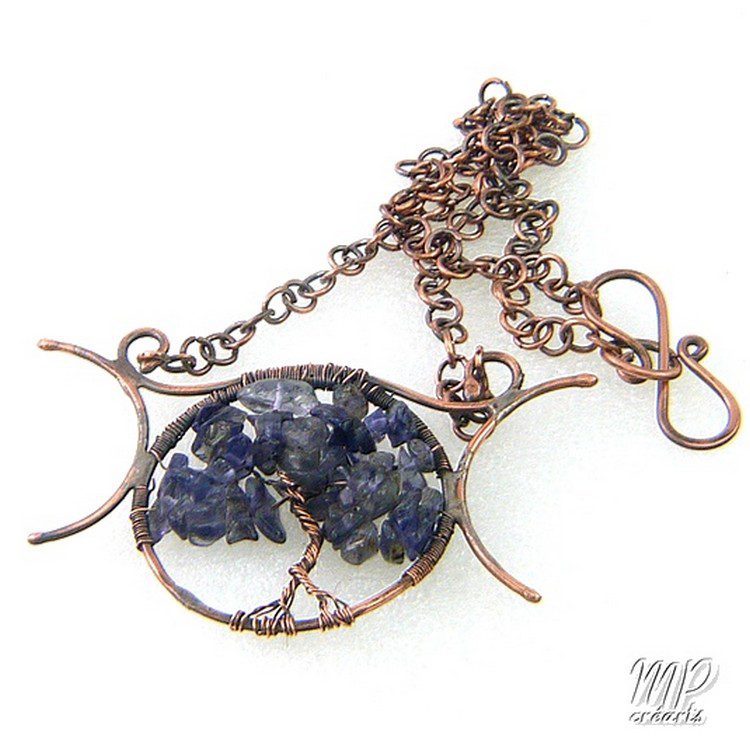 Collier arbre de vie Anann - cuivre naturel et saphir d'eau – Image 3