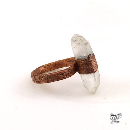 Bague Peadar - cristal de roche et cuivre – Image 7