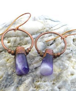 Boucles d'oreille Gala - améthyste plaqué cuivre – Image 3