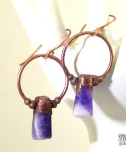 Boucles d'oreille Gala - améthyste plaqué cuivre – Image 4