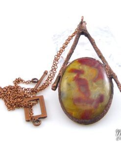 Pendentif Gebren - crazy lace agate sur branche de noisetier – Image 6