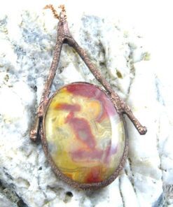 Pendentif Gebren - crazy lace agate sur branche de noisetier – Image 4