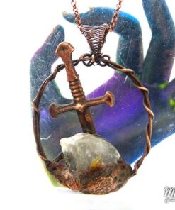 Pendentif Excalibur - quartz fantôme et cuivre – Image 5